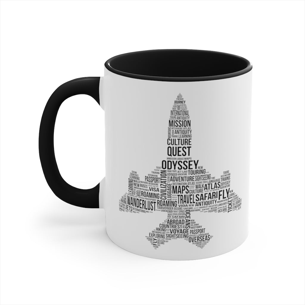 Ultimate Travelaholic Word Cloud Airplane Accent Coffee Mug