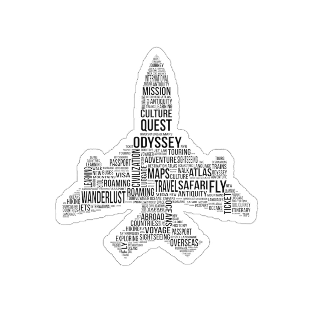 Ultimate Travelaholic Word Cloud Airplane Sticker